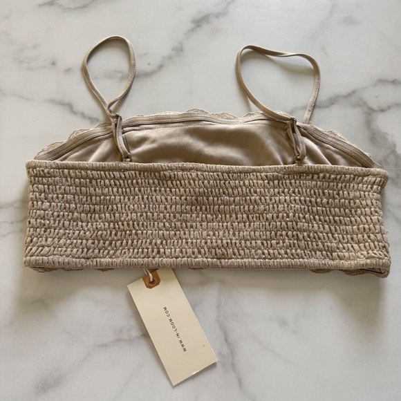 In Loom Lace Teim Dotted Cropped Top Tan Medium - Picture 4 of 7